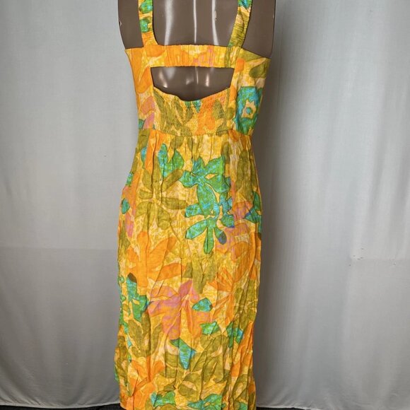 Whistles Women's Palm Floral Midi Dress – Size 4 – Gold Carmel Print - Picture 2 of 8